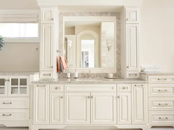 A vanity with extra storage space