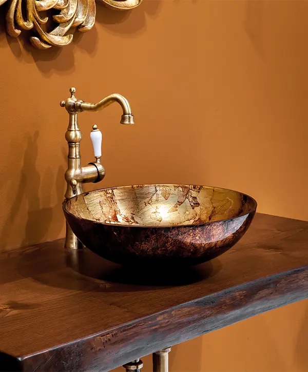 Copper vessel sink with beautiful ancient faucet