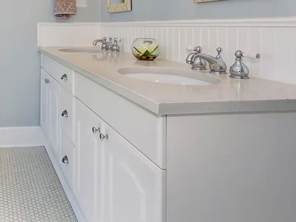 A countertop for a bathroom vanity