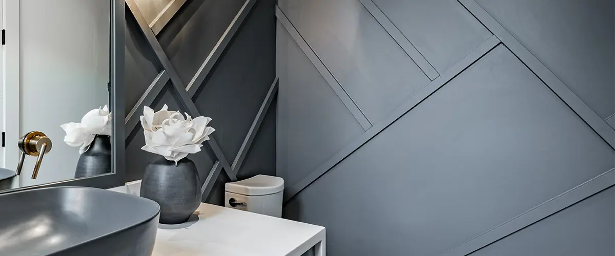 Gray walls in a powder bathroom