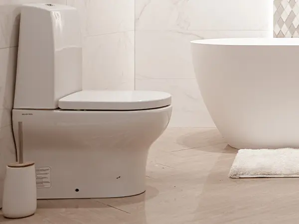 A bathroom toilet