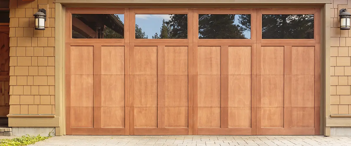 A garage addition with a large door