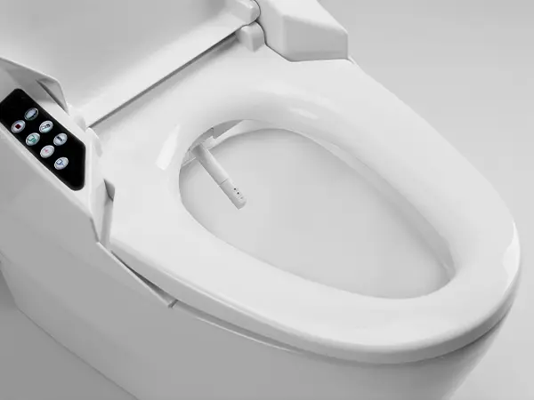 A modern toilet with gadgets